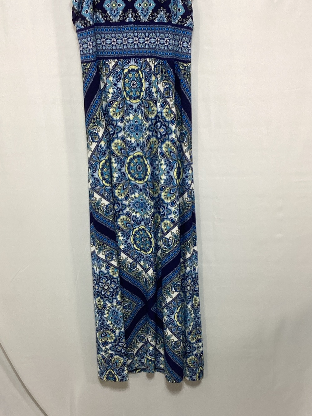 London Times Size 16 Navy and Blue Printed Halter Maxi Dress - Picture 8 of 14